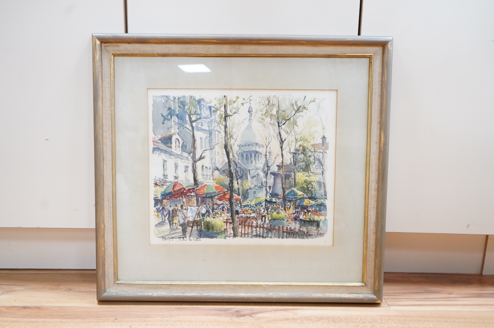 Van Loo, 'Paris, Place du Tertre', watercolour, signed, 34 x 40cm